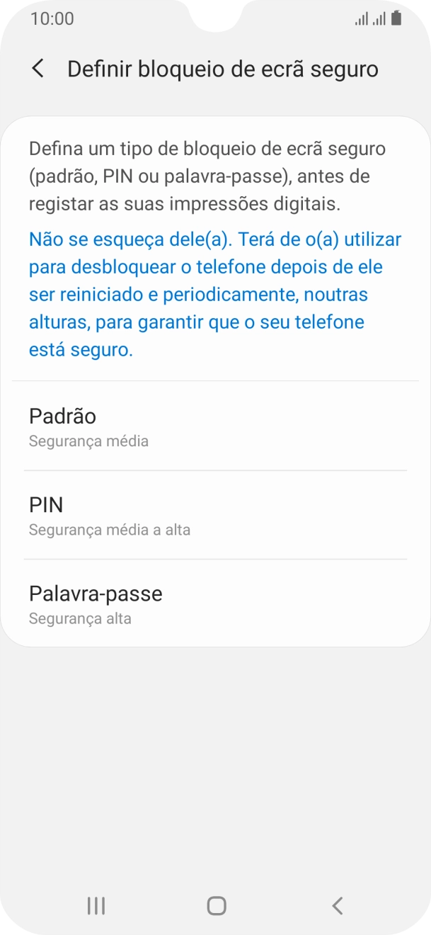 Prima o código de bloqueio do telefone pretendido e siga as indicações no ecrã para estabelecer um código de bloqueio adicional.