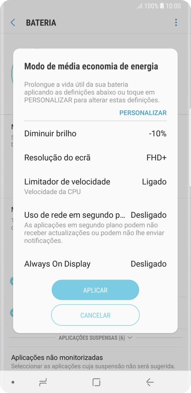 Prima APLICAR para ativar a função.