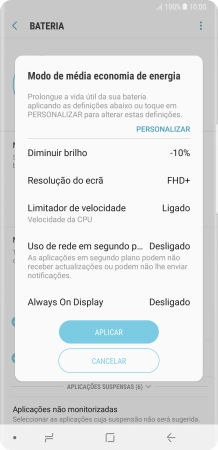 Prima APLICAR para ativar a função.