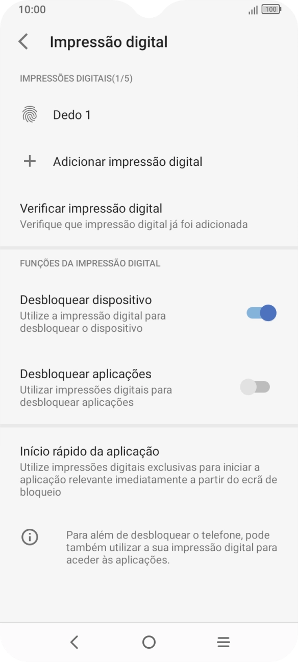 Prima os indicadores junto às definições pretendidas para as ativar ou desativar.