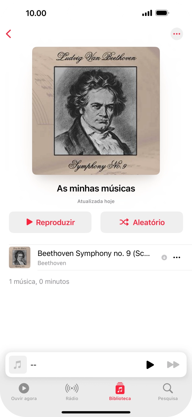 Vá até à categoria ou lista de reprodução pretendida e prima o ficheiro de música pretendido.