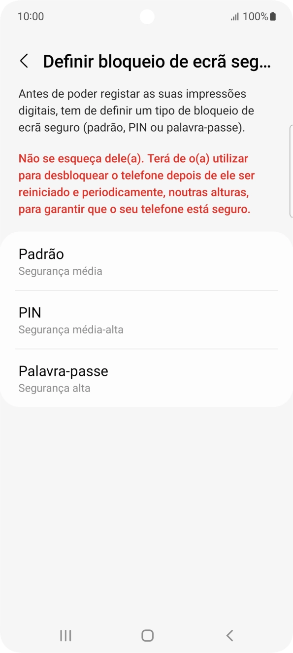 Prima o código de bloqueio do telefone pretendido e siga as indicações no ecrã para estabelecer um código de bloqueio adicional.