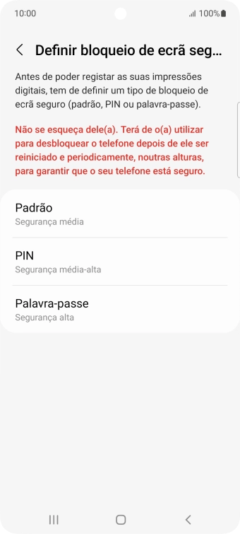 Prima o código de bloqueio do telefone pretendido e siga as indicações no ecrã para estabelecer um código de bloqueio adicional.