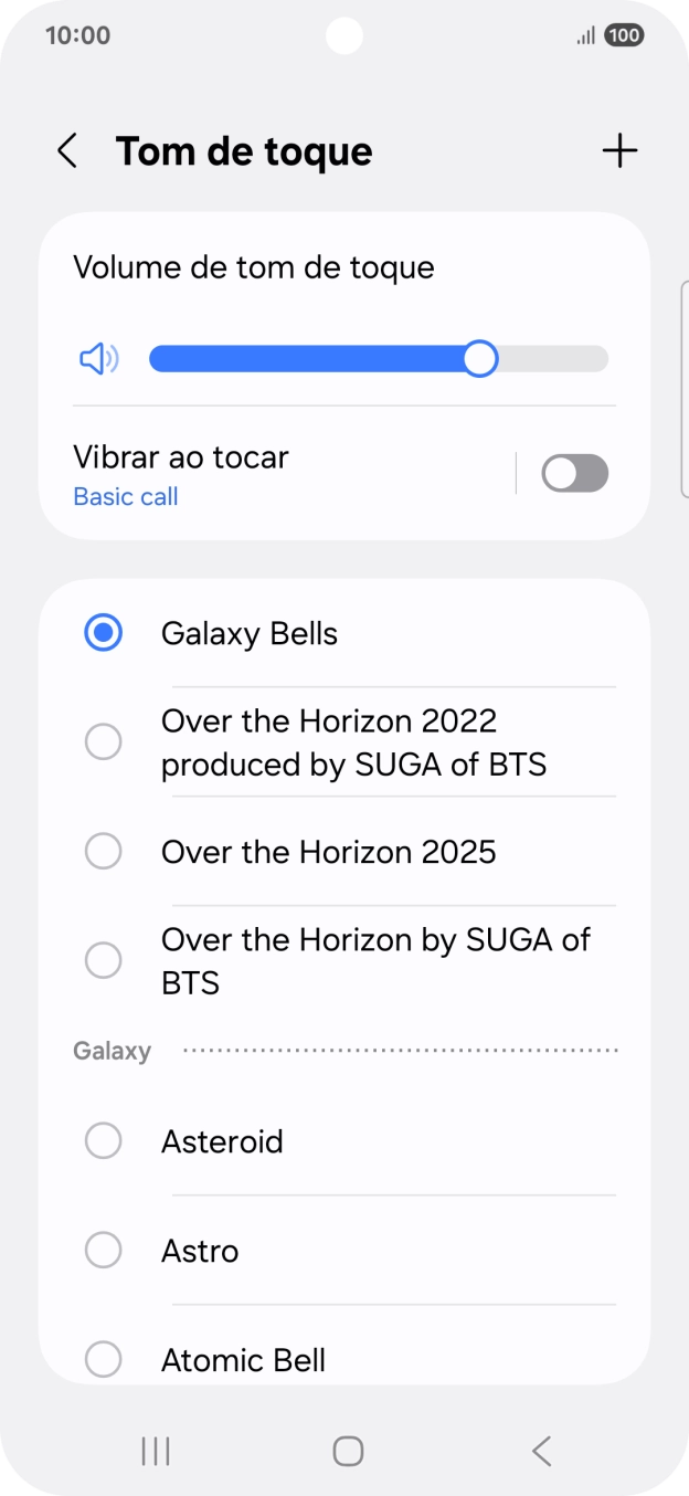 Prima os tons de toque pretendidos para os ouvir.