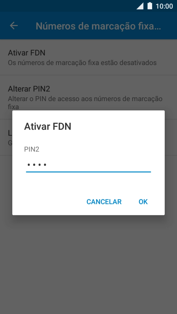 Introduza o código PIN2 e prima OK.