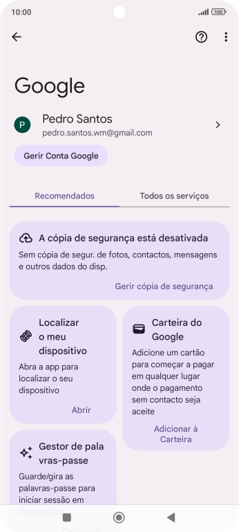 Prima Localizar o meu dispositivo.
