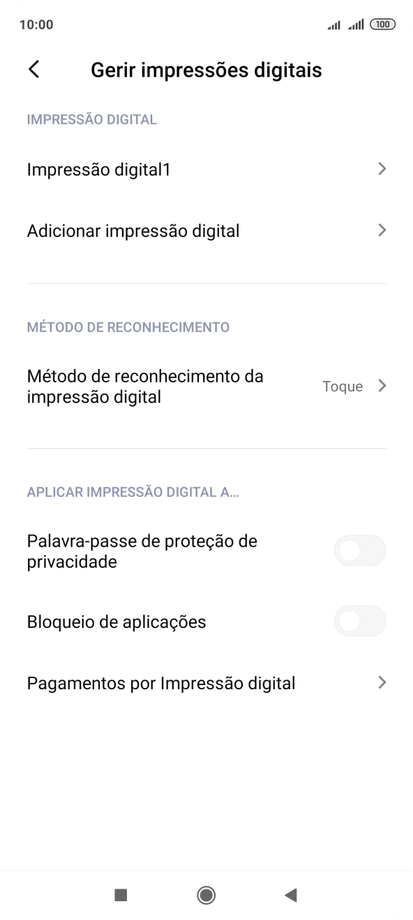 Prima os indicadores junto às definições pretendidas para as ativar ou desativar.