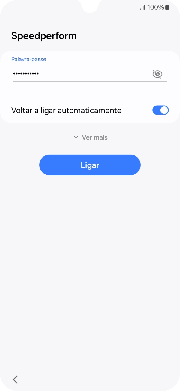 Introduza a password da rede Wi-Fi e prima Ligar.