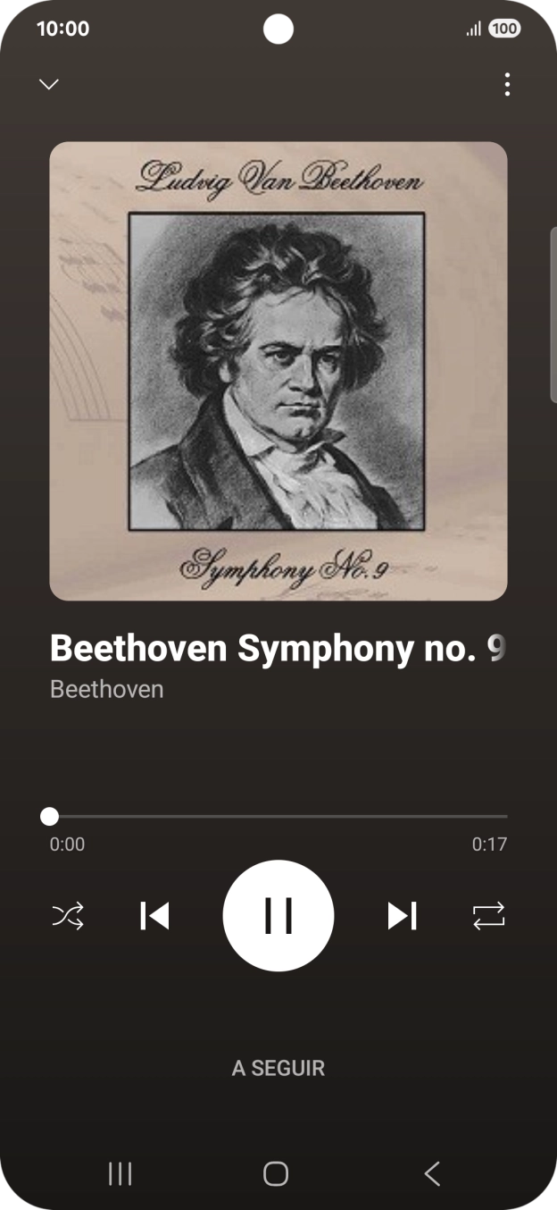 Prima a seta para a direita para ir para o ficheiro de música seguinte.