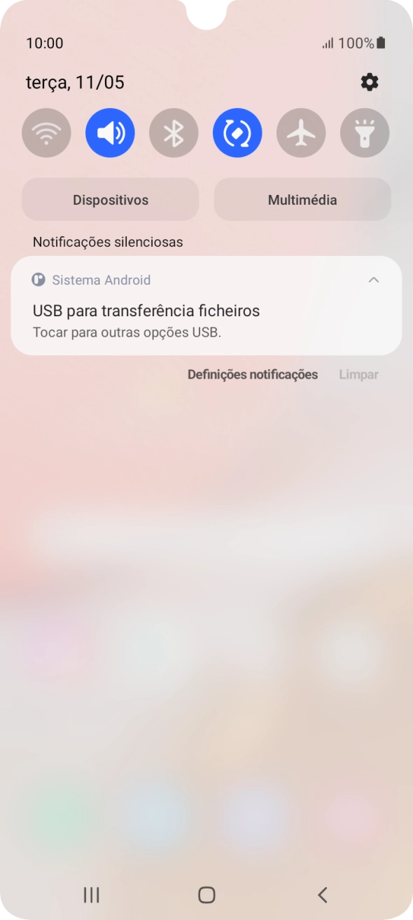 Prima Tocar para outras opções USB..