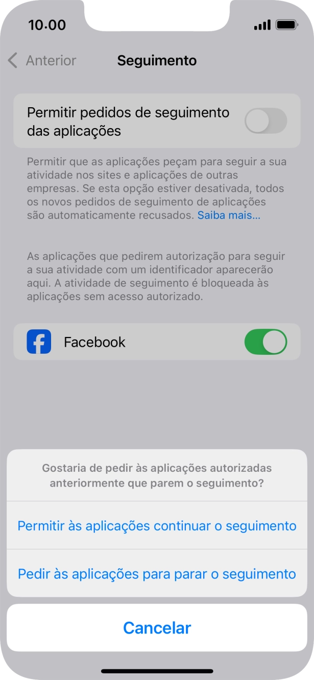 Se desativar a função, prima a definição pretendida.