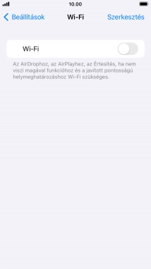 Kattints a „Wi-Fi” melletti csúszkára a funkció bekapcsolásához.