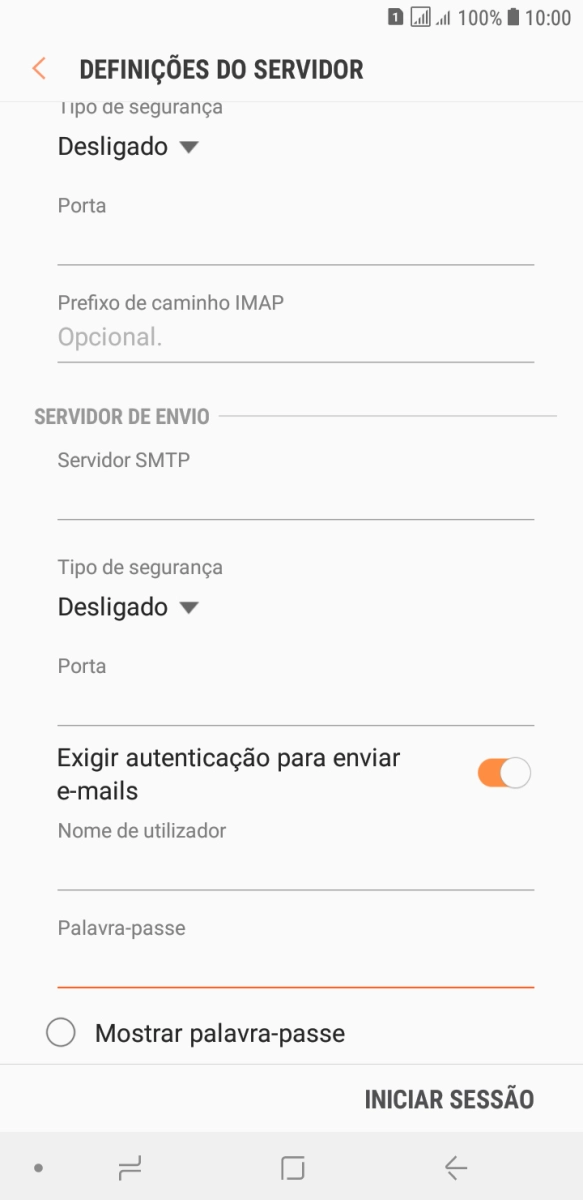 Prima INICIAR SESSÃO.