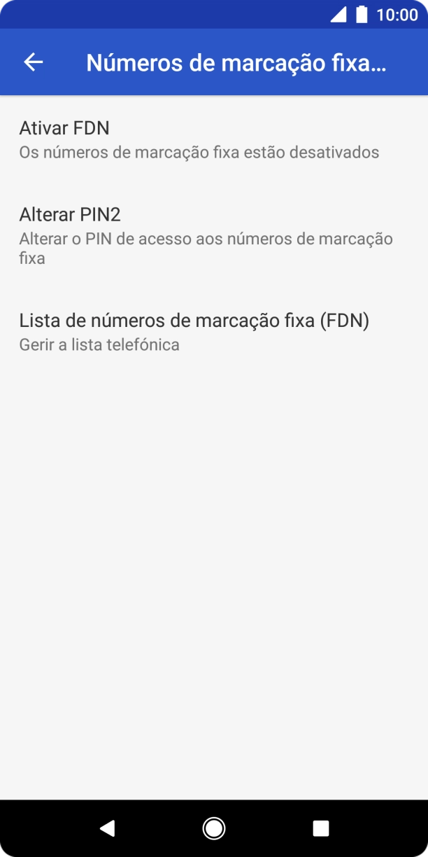 Prima Activar FDN para ativar a marcação permitida.