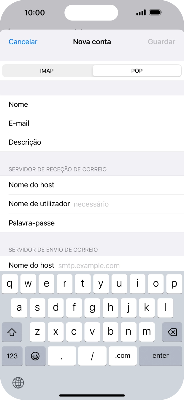 Prima Nome de utilizador e introduza o nome de utilizador da sua conta de e-mail na Vodafone.