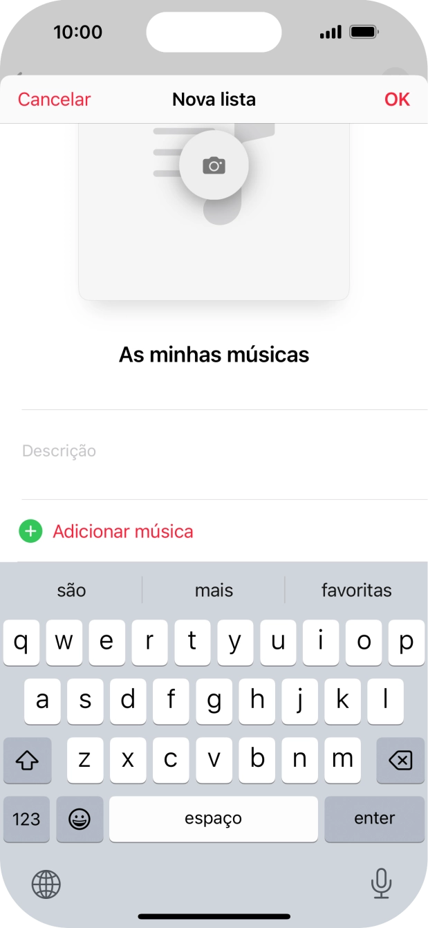 Prima Adicionar música.
