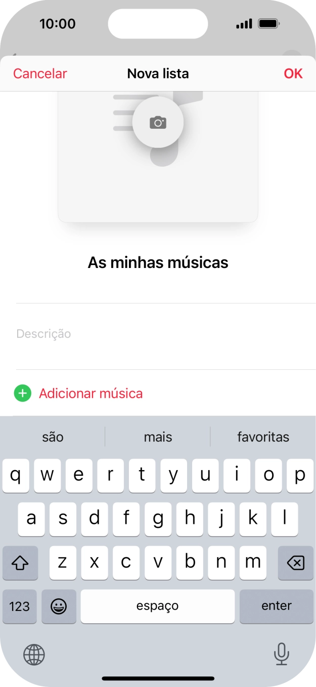 Prima Adicionar música.