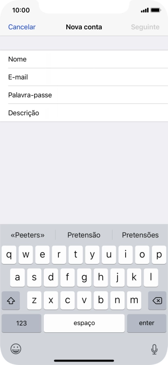 Prima E-mail e introduza o seu endereço de e-mail.