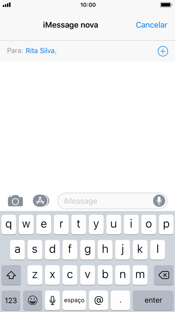 Se for possível o destinatário receber iMessages, aparecerá o texto iMessage no campo de escrita.