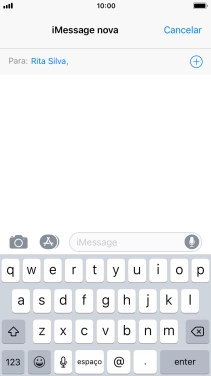 Se for possível o destinatário receber iMessages, aparecerá o texto iMessage no campo de escrita.