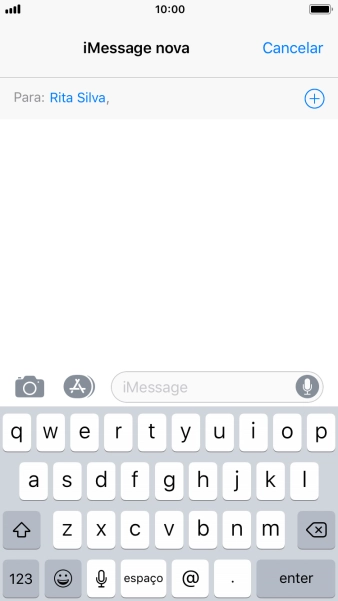 Se for possível o destinatário receber iMessages, aparecerá o texto iMessage no campo de escrita.