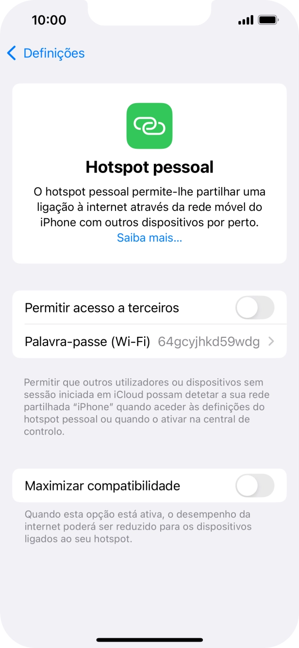 Prima Palavra-passe (Wi-Fi) e introduza a password pretendida.