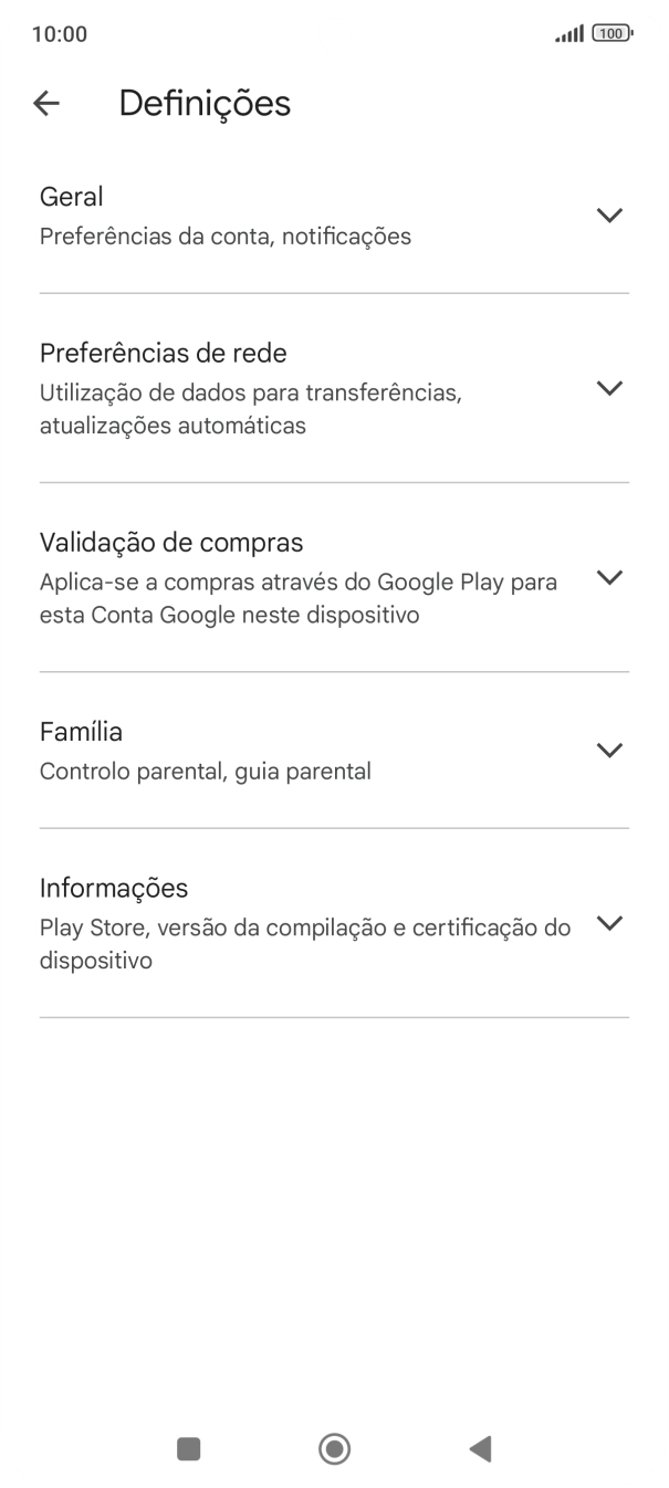 Prima Preferências de rede.