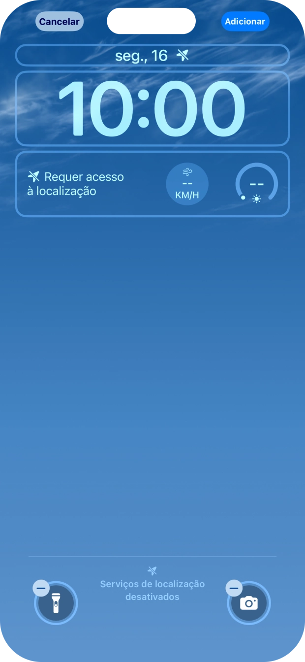 Se pretender personalizar a visualização da data no ecrã de bloqueio, prima o widget de data e siga as indicações no ecrã para escolher a visualização pretendida para o widget.