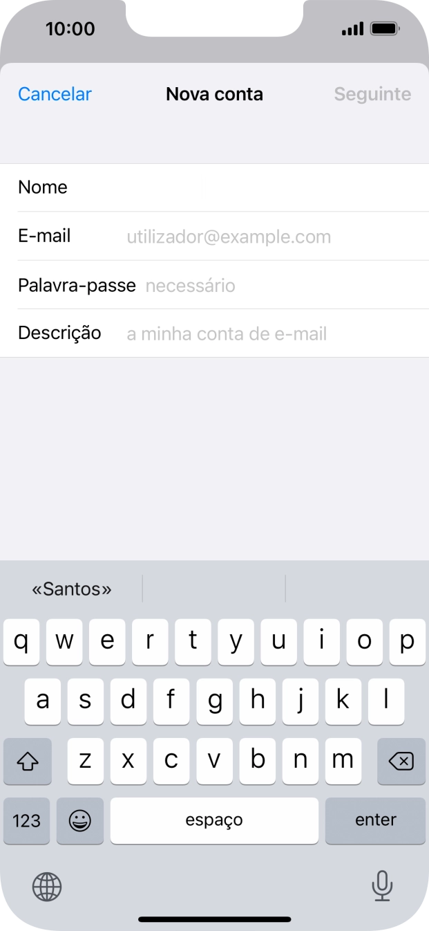 Prima E-mail e introduza o seu endereço de e-mail Vodafone.
