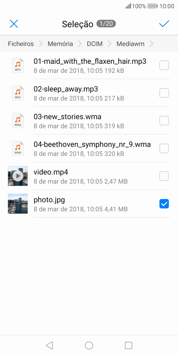 Prima o ícone para aceitar.