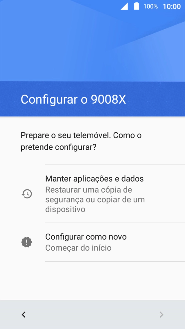 É possível transferir conteúdo de outro telefone quando o telefone for ativado antes da primeira utilização e quando o telefone tiver sido reiniciado. Quando esta imagem for mostrada no ecrã, o telefone está pronto para transferir conteúdo de outro telefone.