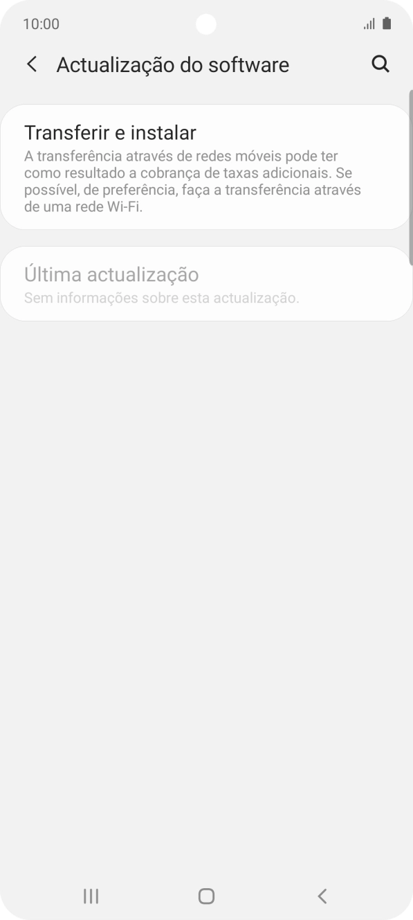 Prima Transferir e instalar. Se existir uma nova versão de software disponível, será agora indicado no ecrã. Siga as indicações no ecrã para atualizar o software do telefone.
