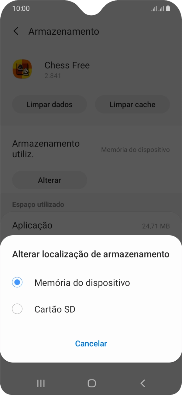 Prima o nome do cartão de memória.