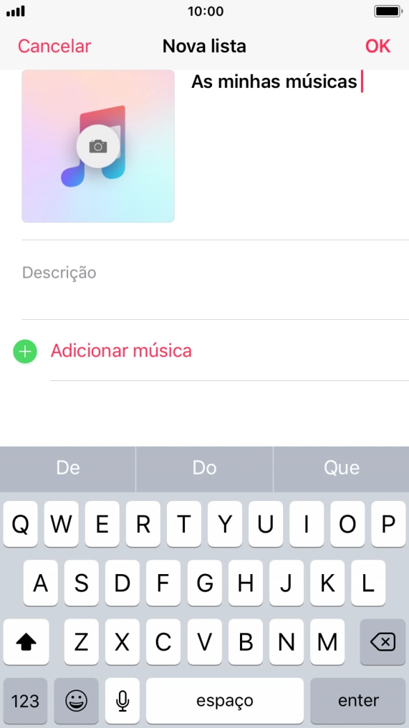 Prima Adicionar música.