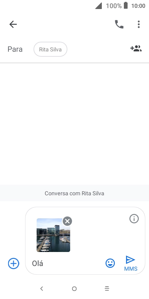 Prima o ícone para enviar quando terminar de escrever a sua mensagem multimédia.