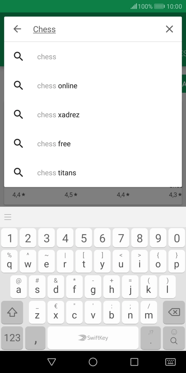 Introduza o nome ou categoria da app pretendida e prima o ícone para pesquisar.