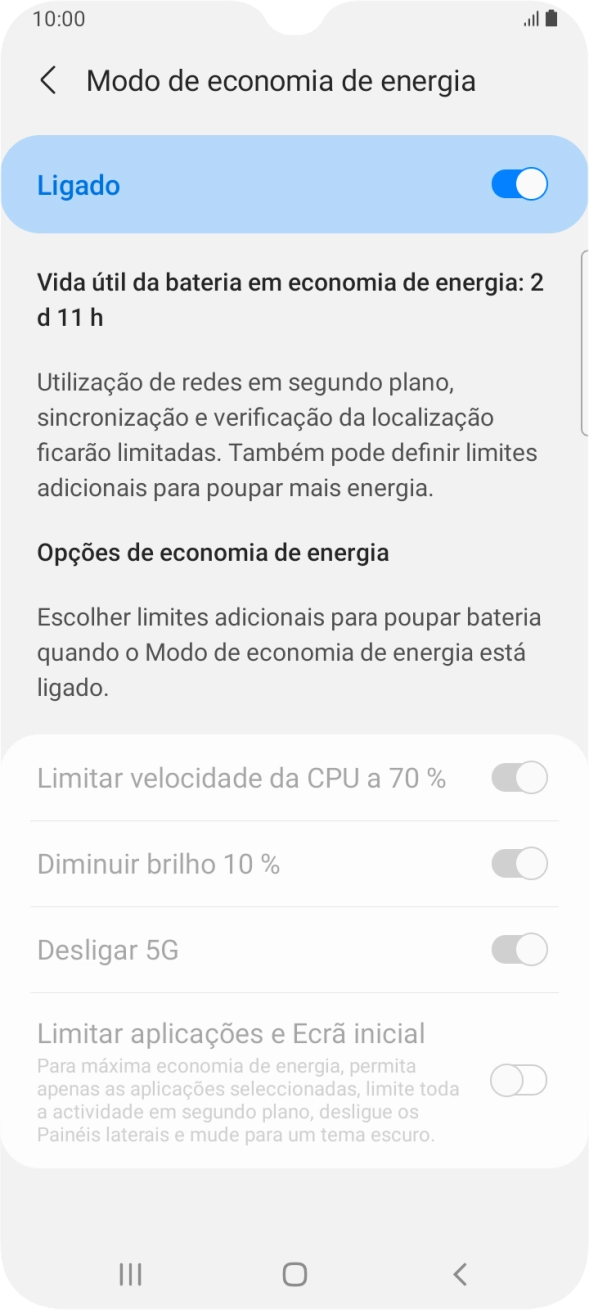 Prima a tecla de início para terminar e voltar ao ecrã inicial.