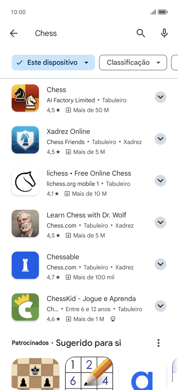 Prima a app pretendida.
