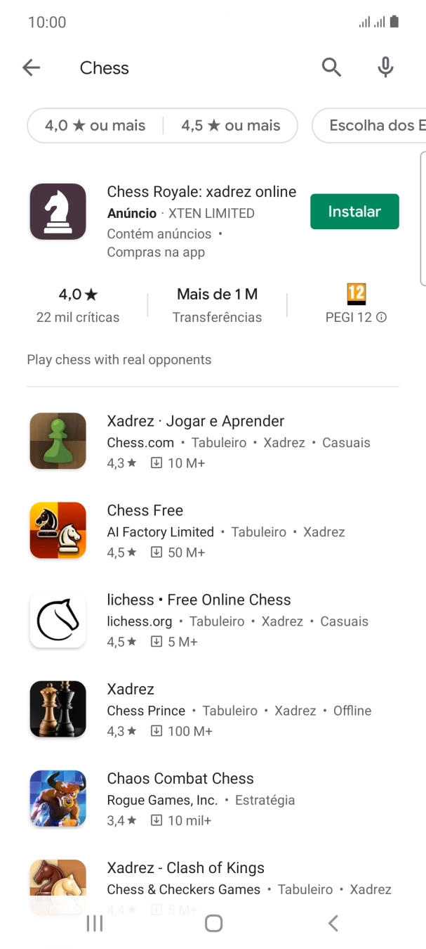 Prima a app pretendida.