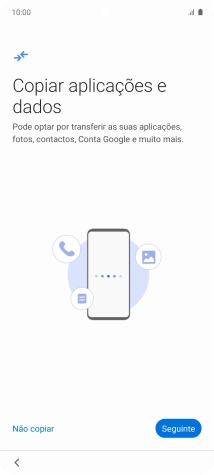 É possível transferir conteúdo de outro telefone quando o telefone for ativado antes da primeira utilização e quando o telefone tiver sido reiniciado. Quando esta imagem for mostrada no ecrã, o telefone está pronto para transferir conteúdo de outro telefone.