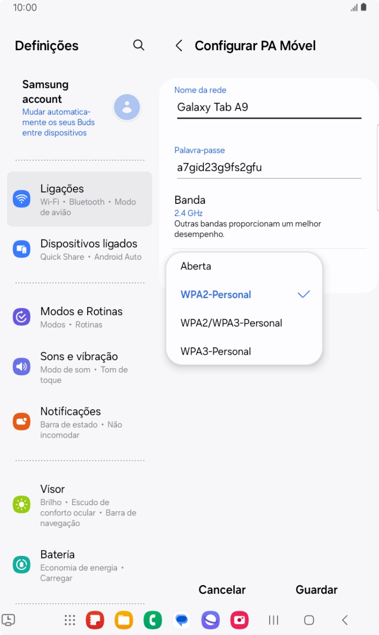 Prima WPA3-Personal para proteger o hotspot Wi-Fi com uma password.