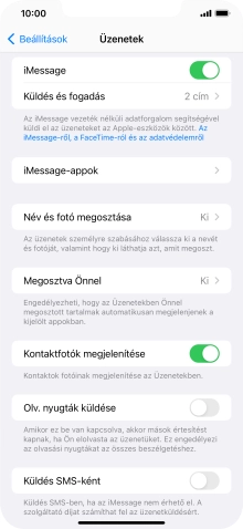 Kattints a „Küldés SMS-ként” melletti csúszkára a funkció be- vagy kikapcsolásához.