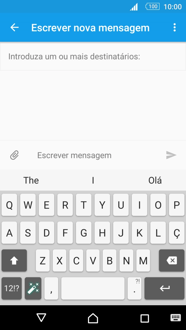 Abra uma nota, mensagem ou e-mail para que o teclado apareça no ecrã e o telefone fique pronto para a escrita de texto.