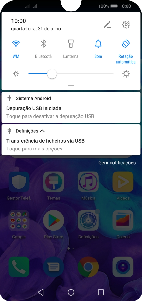 Prima Toque para mais opções.