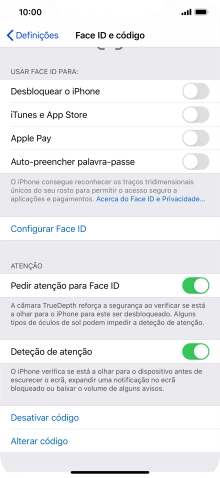 Prima Desativar código, e introduza o código de bloqueio.
