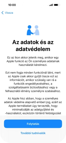 Válaszd a Folytatás lehetőséget.
