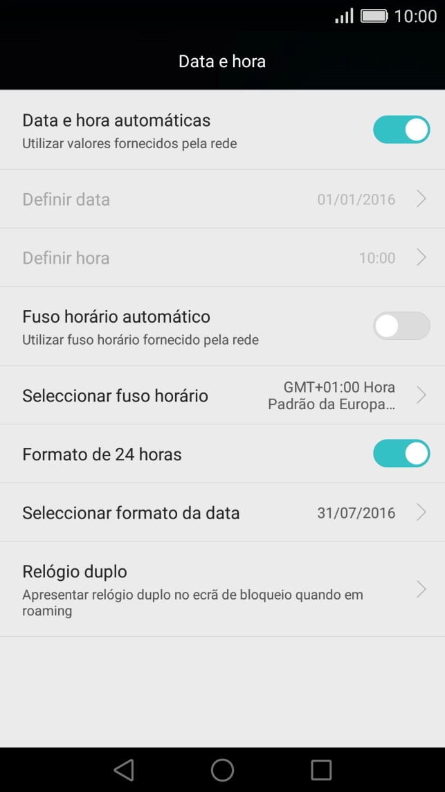 Prima Seleccionar fuso horário.