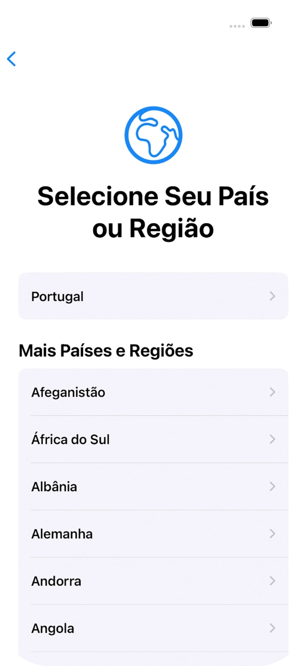 Prima a área ou país pretendido.