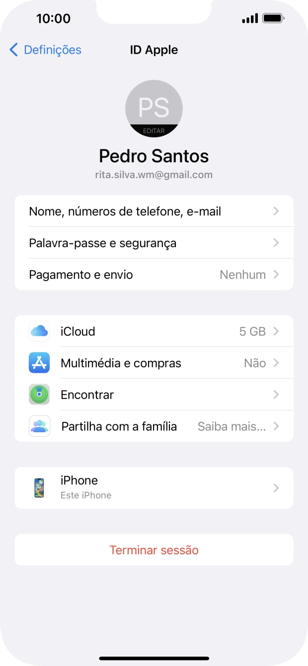 Para voltar ao ecrã inicial, deslize o dedo de baixo para cima a partir da base do ecrã.