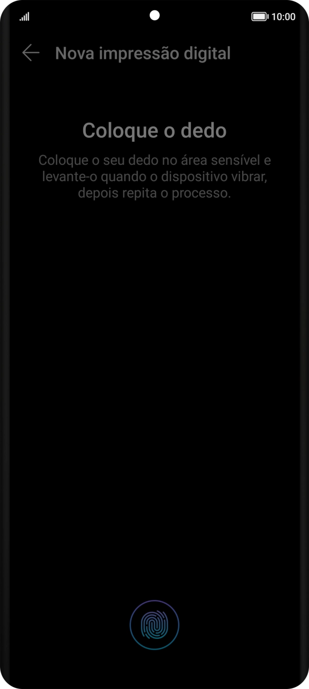 Siga as indicações no ecrã para definir a impressão digital como código de bloqueio.